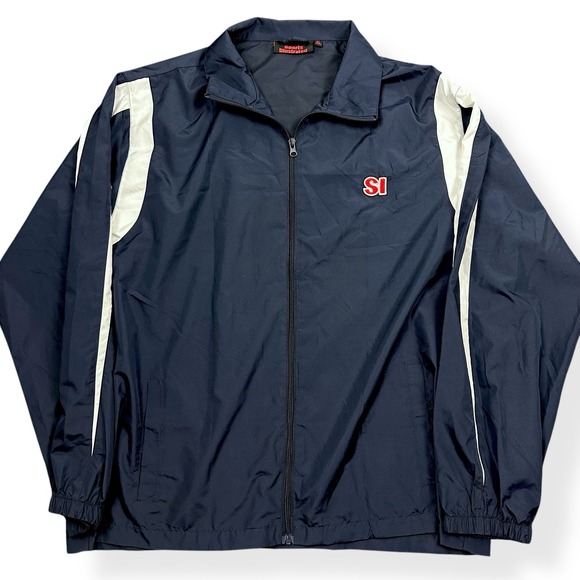 VTG Sports‎ Illustrated Windbreaker Adult XL Blue Embroidered Jacket Lightweight - Picture 1 of 9